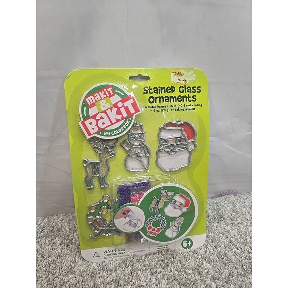 Vintage MAKIT & BAKIT  Stained Glass Christmas Ornaments 4 Shapes - Picture 1 of 5